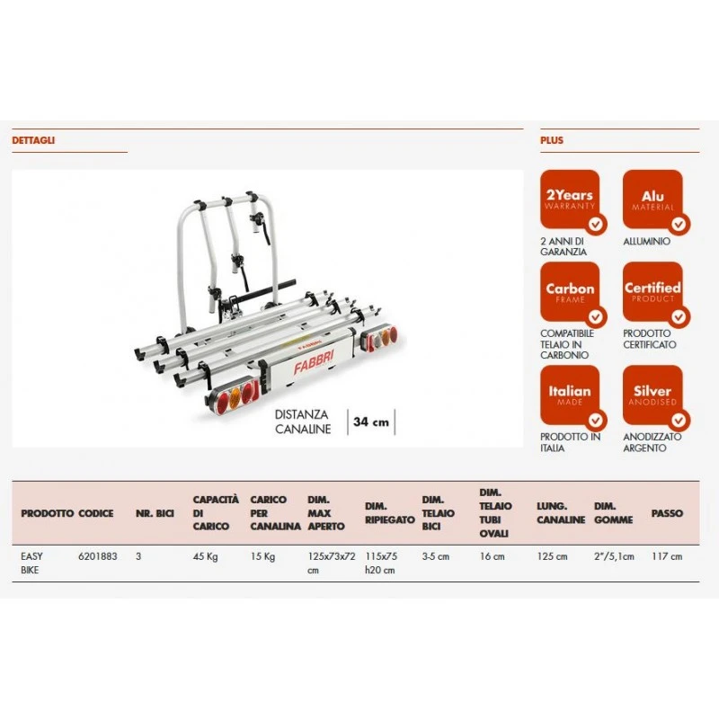 Portabici Gancio Traino FABBRI EASY BIKE 3 Bici 2 Portabici Gancio Traino FABBRI EASY BIKE 3 Bici - immagine 2