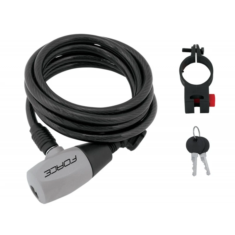 Lucchetto FORCE RON Con Cavo A Spirale 120x8 E Supporto BLK 1 Lucchetto FORCE RON Con Cavo A Spirale 120x8 E Supporto BLK
