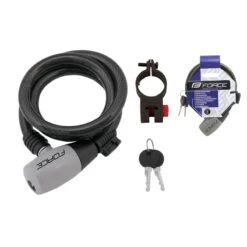 Lucchetto FORCE Con Cavo A Spirale 185x8 E Supporto