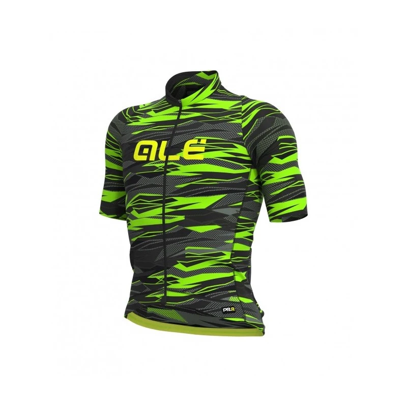 Maglia Ciclismo ALE' GRAPHICS PRR ROCK Nero Verde Fluo 1 Maglia Ciclismo ALE' GRAPHICS PRR ROCK Nero Verde Fluo
