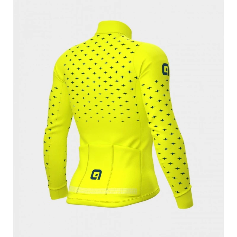 Maglia Invernale Ciclismo ALE' PR-R STARS Giallo Fluo-petrolio 2022 2 Maglia Invernale Ciclismo ALE' PR-R STARS Giallo Fluo-petrolio 2022 - immagine 2