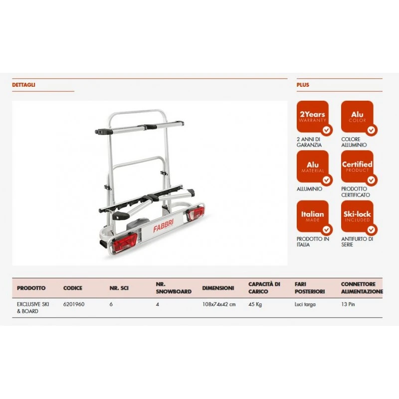 Portasci Da Gancio Traino EXCLUSIVE SKI & BOARD 1 Portasci Da Gancio Traino EXCLUSIVE SKI & BOARD